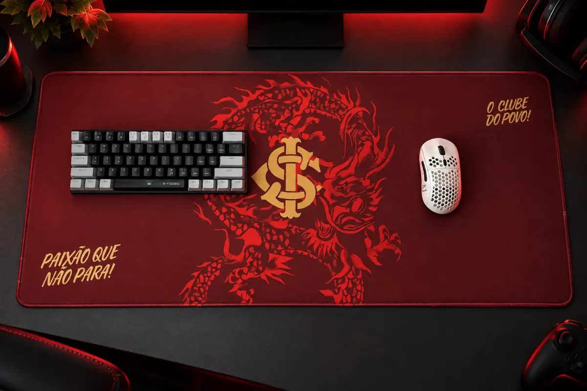 Setup Gamer com Mousepad Oficial Sport Club Internacional 90x40 cm